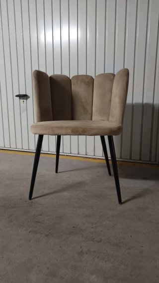 Silla de Comedor de Terciopelo Beige