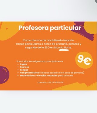 Profesora particular Murcia Norte primaria y ESO