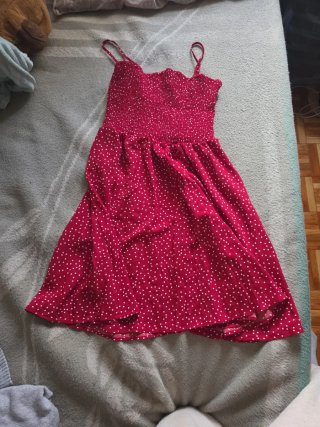 Vestido rojo lunares blancos Shein