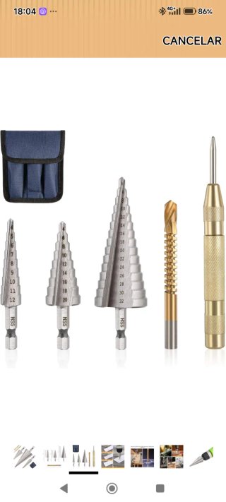 Set de 4 Brocas Escalonadas y Punzón