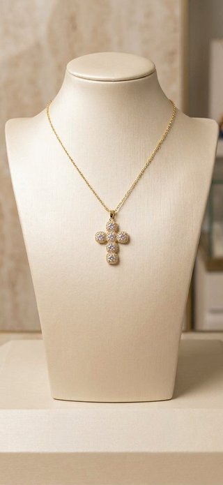 Collana dorata con ciondolo a croce