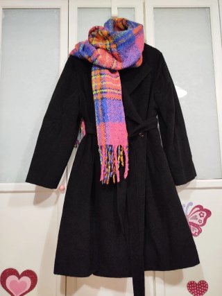 Abrigo Lana autentico Negro Largo T.50-52 Curvy