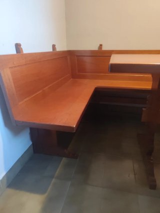 Conjunto Comedor Rústico: Mesa + Banco Rinconero