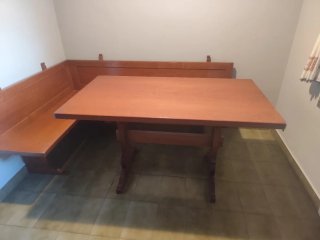 Conjunto Comedor Rústico: Mesa + Banco Rinconero