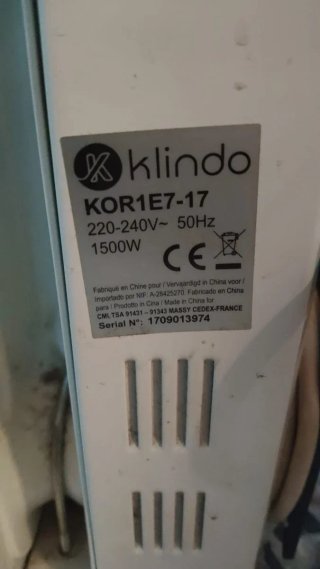 Radiador Klindo KOR1E7-17 1500W