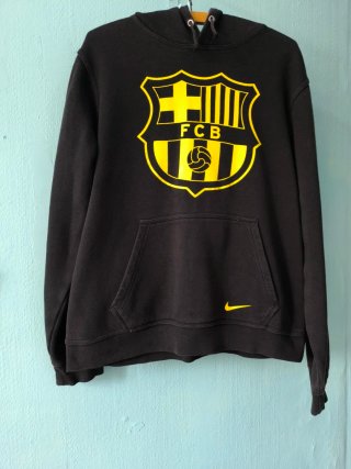 Sudadera FCB Negra con Escudo Amarillo