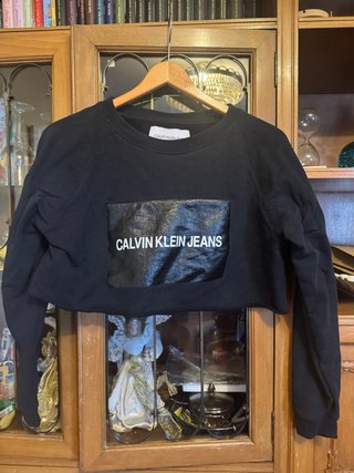 Sudadera Crop Top Calvin Klein Jeans Negra Talla M