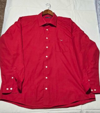 Camisa Armani Jeans Roja Manga Larga XXL