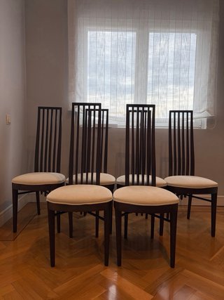 Set di 6 sedie in legno scuro