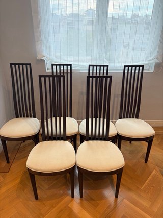 Set di 6 sedie in legno scuro
