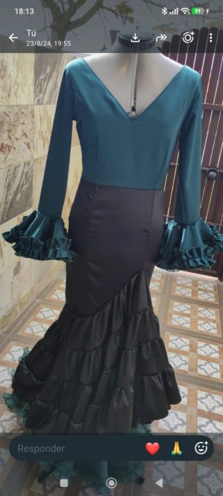 Vestido de flamenca bicolor