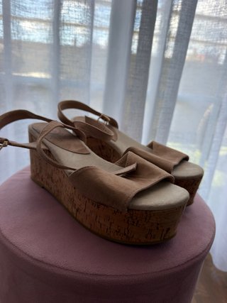 Sandalias de plataforma de corcho beige