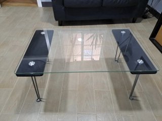 Mesa baja cristal y metal