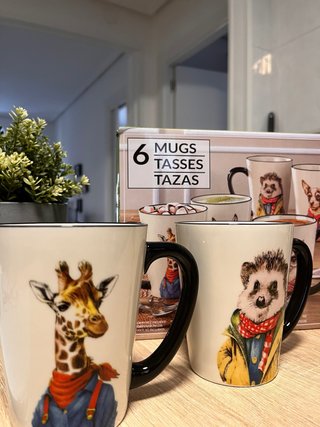 Juego de 6 Tazas con Diseños de Animales