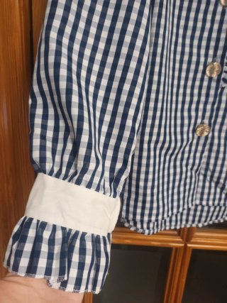 Camisa Vintag Cuadros Azul y Blanco
