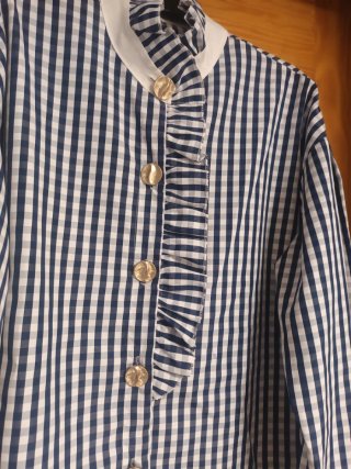 Camisa Vintag Cuadros Azul y Blanco