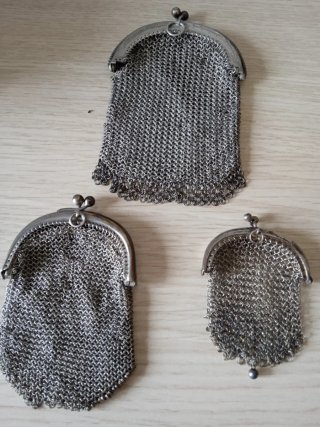 Set de 3 Monederos de Malla de Plata