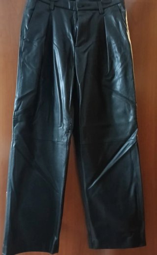 Pantalones Largos de Cuero Negros
