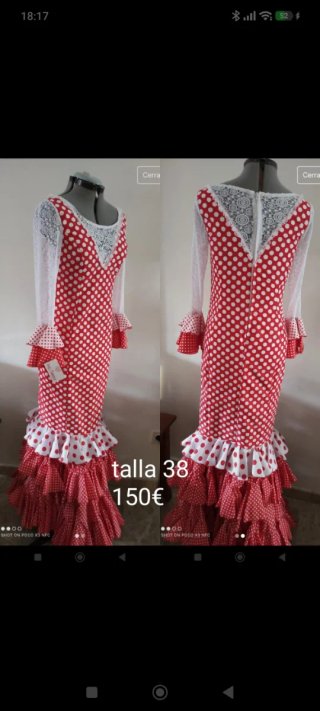 Vestido de flamenca rojo y blanco