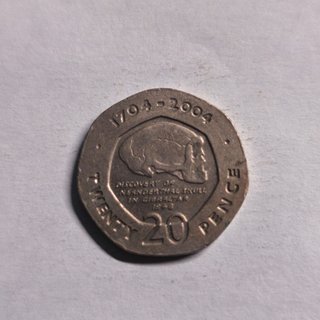 Moneda 20 Pence Gibraltar 2004 Neanderthal