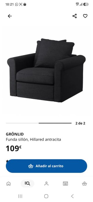 Nuevo, en caja cerrada. Funda para Sillón IKEA GRÖ