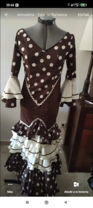 Vestido de flamenca marrón y blanco