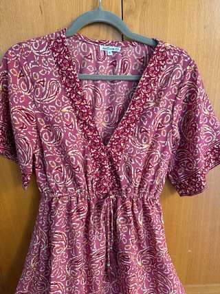 Vestido Boho Natura Rosa Estampado Cachemir Talla