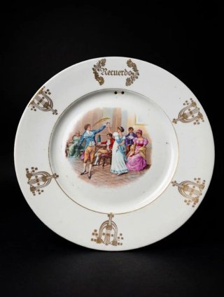 Plato Vintage Recuerdo Loza Pedernal Siglo XIX