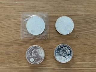 Lote 4 monedas 20 euros plata