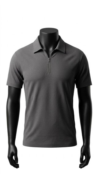 Camiseta Polo Gris con Cremallera