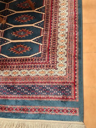 Tappeto orientale in lana vintage con frange