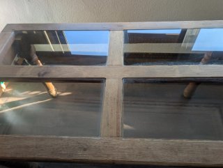 Mesa de Centro Rústica de Madera y Cristal