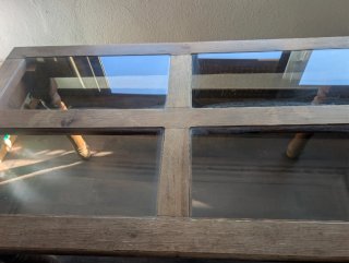 Mesa de Centro Rústica de Madera y Cristal