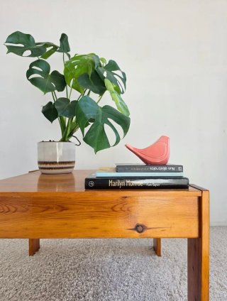 Mesa brutalista de pino | Vintage 70s