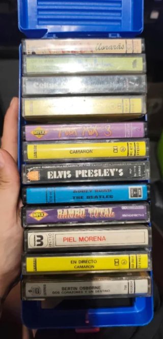 Lote de 12 Casetes de Música con Estuche