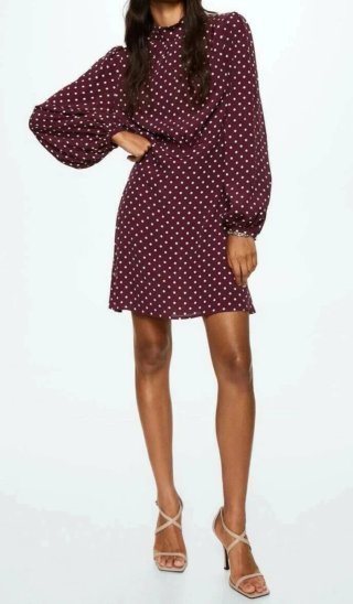 Vestido burdeos de lunares talla S 38-40