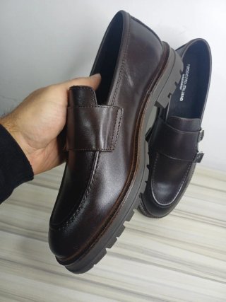 Mocassini uomo doppia fibbia marrone Tg 41