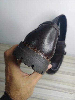 Mocassini uomo doppia fibbia marrone Tg 41