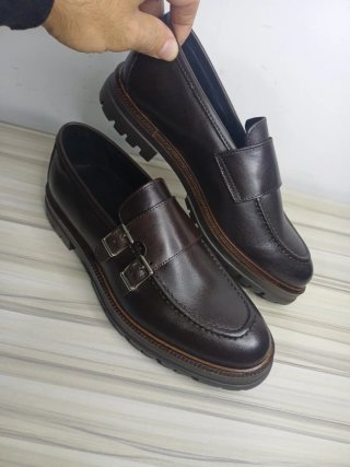 Mocassini uomo doppia fibbia marrone Tg 41