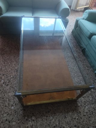 Mesa de Centro Clásica (140x70) - Cristal, Dorado