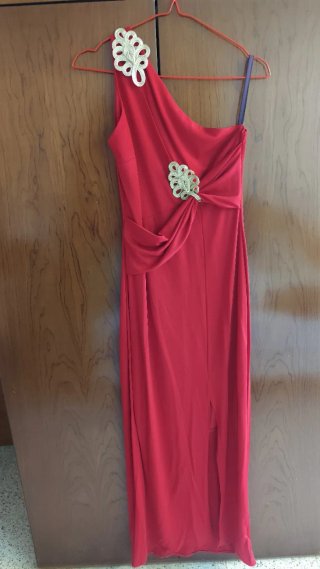 Vestido fiesta rojo asimétrico