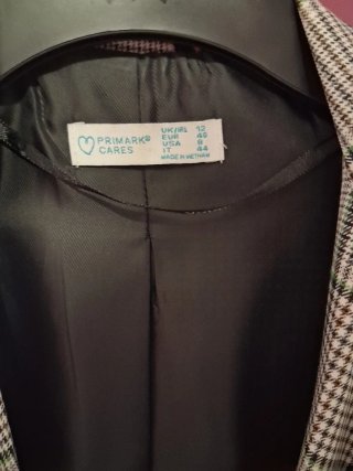 Blazer-Gabardina Corta Cuadros Talla 40