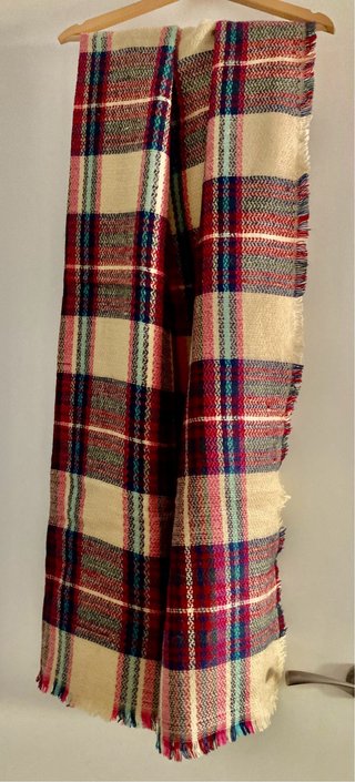 Foulard a cuadros beige y rojo
