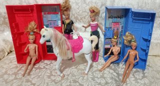 BAMBOLE BARBIE SET 5 ,CAVALLO BIANCO,2 ARMADI