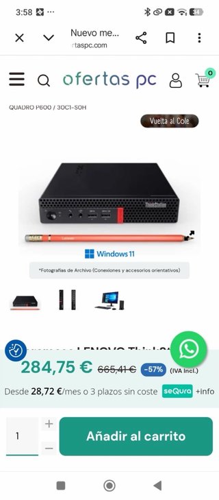 Mini PC HP i7 24GB RAM Gráfica Integrada 4GB