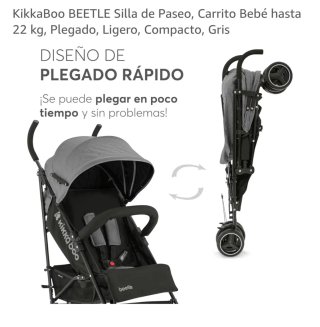 Silla de Paseo KikkaBoo Beetle Gris