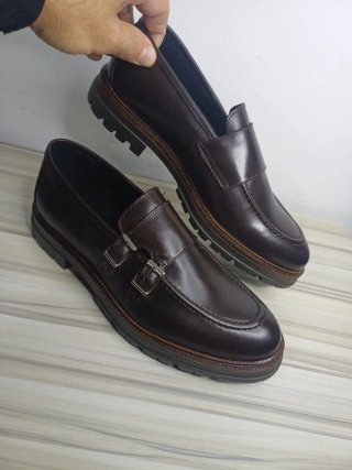 Mocassini uomo doppia fibbia marrone Tg 42