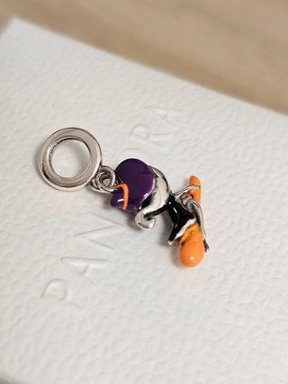 Charm Bruja con Escoba Naranja Plata