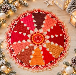 Tappeto natalizio con alberi di Natale all'uncinetto