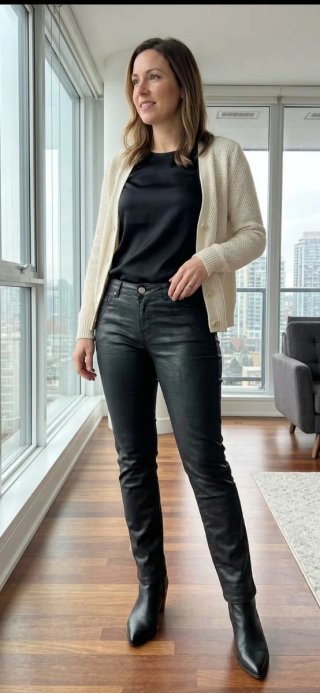 Pantalón Elogy Negro Encerado Talla 42